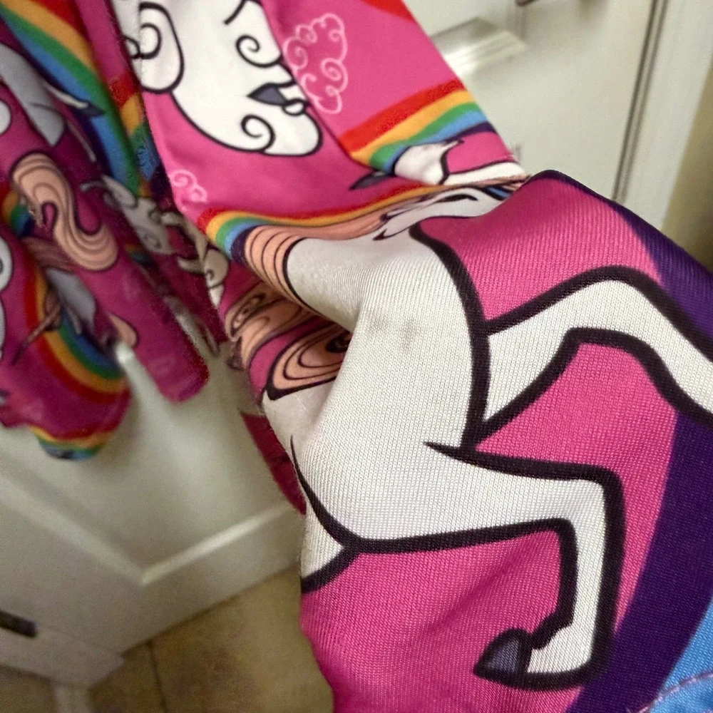 Jxstar Girls Pink Unicorn Rainbow‎ Long Sleeve Skater Dress Size 10-11Y 150